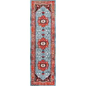 SAFAVIEH Area Rug 8×10 – Vintage Hamadan Collection – Large – Red & Orange, Traditional Oriental Medallion Design, Non-Shedding & Easy Cleaning, Ideal for Living Room, Bedroom, Dining Space (VTH259P)(Red/Blue)