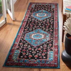 SAFAVIEH Area Rug 8×10 – Vintage Hamadan Collection – Large – Turquoise & Black, Traditional Oriental Design, Non-Shedding & Easy Cleaning, Ideal for Living Room, Bedroom, Dining Space (VTH204K)(Turquoise/Black)