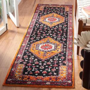 SAFAVIEH Area Rug 8×10 – Vintage Hamadan Collection – Large – Turquoise & Black, Traditional Oriental Design, Non-Shedding & Easy Cleaning, Ideal for Living Room, Bedroom, Dining Space (VTH204K)(Orange/Black)