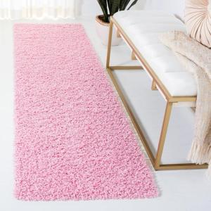 SAFAVIEH Athens Shag Collection Area Rug – 5’1″ x 7’6″, Dark Grey, Non-Shedding & Easy to Clean, Ideal for Living Room, Bedroom, Dining Space (SGA119C)(Pink)