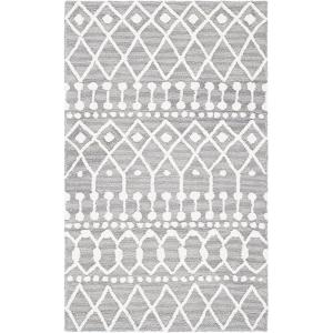 SAFAVIEH Blossom Collection Area Rug – 6′ Square, Beige & Ivory, Handmade Moroccan Wool, Ideal for High Traffic Areas in Living Room, Bedroom (BLM115B)(Grey/Ivory)