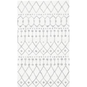 SAFAVIEH Blossom Collection Area Rug – 6′ Square, Beige & Ivory, Handmade Moroccan Wool, Ideal for High Traffic Areas in Living Room, Bedroom (BLM115B)(Ivory/Grey)