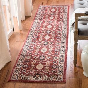 SAFAVIEH Charleston Collection Area Rug – 6’7″ Square, Ivory & Red, Oriental Distressed Design, Non-Shedding & Easy Care, Ideal for High Traffic Areas in Living Room, Bedroom (CHL412A)(Red/Ivory)