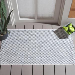 SAFAVIEH Courtyard Collection Area Rug – 8′ x 10′, Natural & Cream, Non-Shedding & Easy Care, Indoor/Outdoor & Washable-Ideal for Patio, Backyard, Mudroom (CY8521-03012)(Grey/Navy)