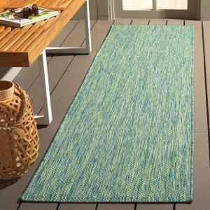 SAFAVIEH Courtyard Collection Area Rug – 8′ x 10′, Natural & Cream, Non-Shedding & Easy Care, Indoor/Outdoor & Washable-Ideal for Patio, Backyard, Mudroom (CY8521-03012)(Green/Blue)