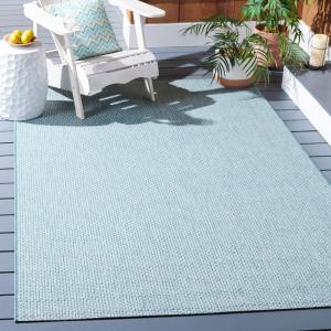 SAFAVIEH Courtyard Collection Area Rug – 8′ x 10′, Natural & Cream, Non-Shedding & Easy Care, Indoor/Outdoor & Washable-Ideal for Patio, Backyard, Mudroom (CY8521-03012)(Aqua/Grey)