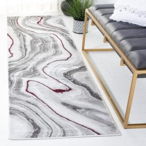 SAFAVIEH Craft Collection Area Rug – 8′ x 10′, Grey & Gold, Modern Abstract Design, Non-Shedding & Easy Care, Ideal for High Traffic Areas in Living Room, Bedroom (CFT819F)(Grey/Wine)