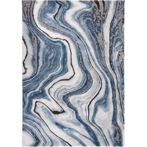 SAFAVIEH Craft Collection Area Rug – 8′ x 10′, Grey & Gold, Modern Abstract Design, Non-Shedding & Easy Care, Ideal for High Traffic Areas in Living Room, Bedroom (CFT819F)(Blue/Grey)