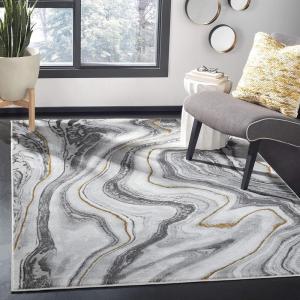 SAFAVIEH Craft Collection Area Rug – 8′ x 10′, Grey & Gold, Modern Abstract Design, Non-Shedding & Easy Care, Ideal for High Traffic Areas in Living Room, Bedroom (CFT819F)(Grey/Gold)