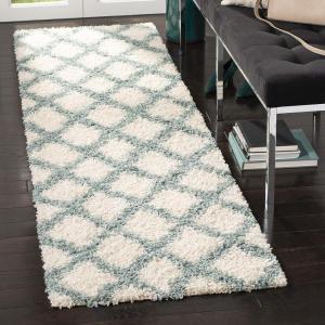SAFAVIEH Dallas Shag Collection Area Rug – 5’1″ x 7’6″, Seafoam & Ivory, Trellis Design, Non-Shedding & Easy Care, 1.5-inch Thick Ideal for High Traffic Areas in Living Room, Bedroom (SGD258C)(Ivory/Seafoam)