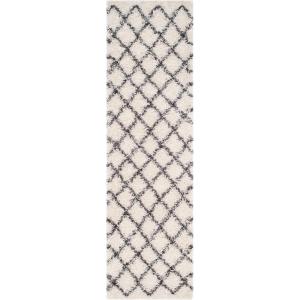 SAFAVIEH Dallas Shag Collection Area Rug – 5’1″ x 7’6″, Seafoam & Ivory, Trellis Design, Non-Shedding & Easy Care, 1.5-inch Thick Ideal for High Traffic Areas in Living Room, Bedroom (SGD258C)(Ivory/Dark Grey)