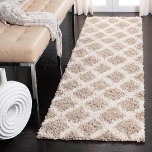 SAFAVIEH Dallas Shag Collection Area Rug – 5’1″ x 7’6″, Seafoam & Ivory, Trellis Design, Non-Shedding & Easy Care, 1.5-inch Thick Ideal for High Traffic Areas in Living Room, Bedroom (SGD258C)(Beige/Ivory)