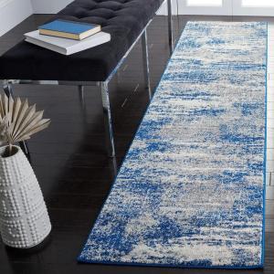 SAFAVIEH Evoke Collection 8′ x 10′ Ivory / Dark Grey EVK272G Modern Abstract Non-Shedding Living Room Bedroom Dining Home Office Area Rug(Dark Blue/Grey)