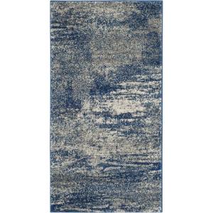 SAFAVIEH Evoke Collection 8′ x 10′ Ivory / Dark Grey EVK272G Modern Abstract Non-Shedding Living Room Bedroom Dining Home Office Area Rug(Navy/Ivory)