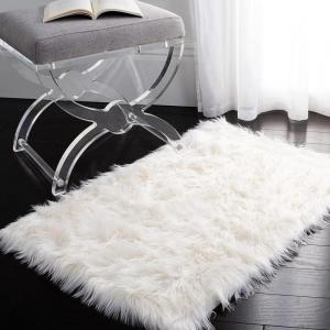 SAFAVIEH Faux Sheep Skin Collection 3′ x 5′ Ivory FSS235A Silken Glam 2.35-inch Thick Area Rug(Ivory)