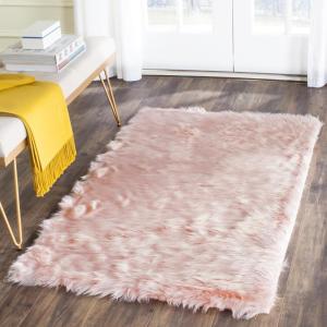 SAFAVIEH Faux Sheep Skin Collection 3′ x 5′ Ivory FSS235A Silken Glam 2.35-inch Thick Area Rug(Pink)