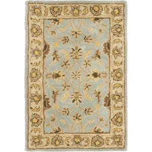 SAFAVIEH Heritage Collection Area Rug – 5′ x 8′, Light Blue & Beige, Handmade Traditional Oriental Wool, Ideal for High Traffic Areas in Living Room, Bedroom (HG913A)(Light Blue/Beige)