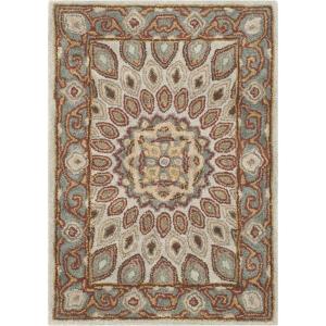 SAFAVIEH Heritage Collection Area Rug – 5′ x 8′, Light Brown & Grey, Handmade Traditional Oriental Wool, Ideal for High Traffic Areas in Living Room, Bedroom (HG914A)(Blue/Grey)