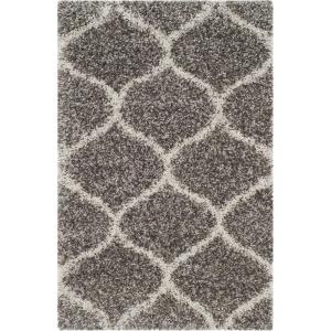 SAFAVIEH Hudson Shag Collection Area Rug – 5’3″ x 7’6″, Grey & Ivory, Moroccan Trellis Design, Non-Shedding & Easy Care, 2-inch Thick Ideal for High Traffic Areas in Living Room, Bedroom (SGH280B)(Grey/Ivory)