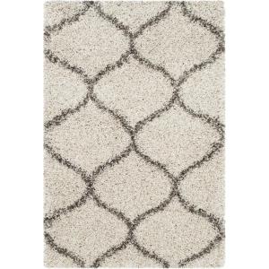SAFAVIEH Hudson Shag Collection Area Rug – 5’3″ x 7’6″, Grey & Ivory, Moroccan Trellis Design, Non-Shedding & Easy Care, 2-inch Thick Ideal for High Traffic Areas in Living Room, Bedroom (SGH280B)(Ivory/Grey)