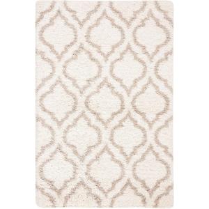 SAFAVIEH Hudson Shag Collection Area Rug – 6′ x 9′, Grey & Ivory, Moroccan Design, Non-Shedding & Easy Care, 2-inch Thick Ideal for High Traffic Areas in Living Room, Bedroom (SGH284B)(Ivory/Beige)