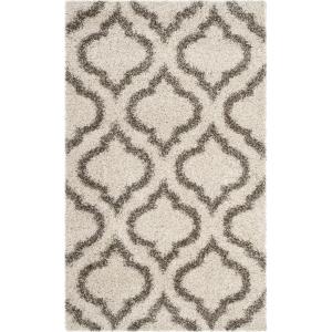 SAFAVIEH Hudson Shag Collection Area Rug – 6′ x 9′, Grey & Ivory, Moroccan Design, Non-Shedding & Easy Care, 2-inch Thick Ideal for High Traffic Areas in Living Room, Bedroom (SGH284B)(Ivory/Grey)