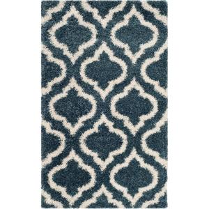 SAFAVIEH Hudson Shag Collection Area Rug – 6′ x 9′, Grey & Ivory, Moroccan Design, Non-Shedding & Easy Care, 2-inch Thick Ideal for High Traffic Areas in Living Room, Bedroom (SGH284B)(Slate Blue/Ivory)