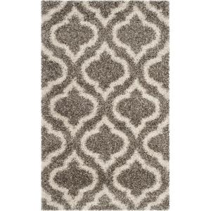 SAFAVIEH Hudson Shag Collection Area Rug – 6′ x 9′, Grey & Ivory, Moroccan Design, Non-Shedding & Easy Care, 2-inch Thick Ideal for High Traffic Areas in Living Room, Bedroom (SGH284B)(Grey/Ivory)
