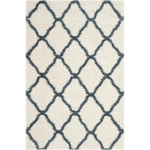 SAFAVIEH Hudson Shag Collection Area Rug – 8′ x 10′, Slate Blue & Ivory, Moroccan Trellis Design, Non-Shedding & Easy Care, 2-inch Thick Ideal for High Traffic Areas in Living Room, Bedroom (SGH283L)(Ivory/Steel Blue)