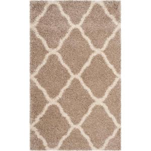 SAFAVIEH Hudson Shag Collection Area Rug – 8′ x 10′, Slate Blue & Ivory, Moroccan Trellis Design, Non-Shedding & Easy Care, 2-inch Thick Ideal for High Traffic Areas in Living Room, Bedroom (SGH283L)(Beige/Ivory)