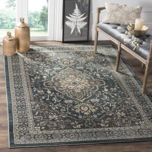 SAFAVIEH Lyndhurst Collection Area Rug – 8′ x 10′, Cream & Beige, Traditional Oriental Design, Non-Shedding & Easy Care, Ideal for High Traffic Areas in Living Room, Bedroom (LNH338B)(Teal/Grey)