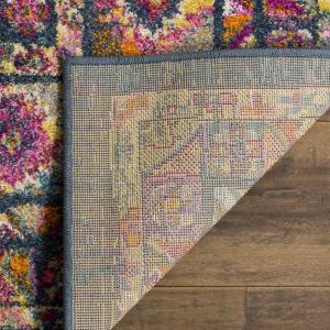 SAFAVIEH Madison Collection Area Rug – 5’1″ x 7’6″, Light Blue & Orange, Boho Chic Medallion Design, Non-Shedding & Easy Care, Ideal for High Traffic Areas in Living Room, Bedroom (MAD133A)(Blue/Fuchsia)