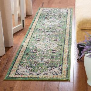 SAFAVIEH Madison Collection Area Rug – 5’3″ x 7’6″, Cream & Blue, Boho Distressed Medallion Design, Non-Shedding & Easy Care, Ideal for High Traffic Areas in Living Room, Bedroom (MAD474B)(Green/Turquoise)