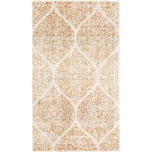 SAFAVIEH Madison Collection Area Rug – 5’3″ x 7’6″, Creme & Yellow, Glam Ogee Trellis Distressed Design, Non-Shedding & Easy Care, Ideal for High Traffic Areas in Living Room, Bedroom (MAD604C)(Cream/Orange)