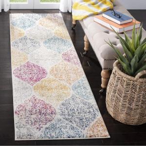 SAFAVIEH Madison Collection Area Rug – 5’3″ x 7’6″, Creme & Yellow, Glam Ogee Trellis Distressed Design, Non-Shedding & Easy Care, Ideal for High Traffic Areas in Living Room, Bedroom (MAD604C)(Creme/Yellow)