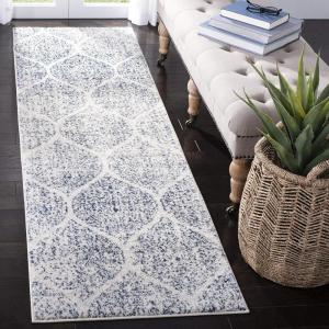 SAFAVIEH Madison Collection Area Rug – 5’3″ x 7’6″, Creme & Yellow, Glam Ogee Trellis Distressed Design, Non-Shedding & Easy Care, Ideal for High Traffic Areas in Living Room, Bedroom (MAD604C)(Cream/Royal Blue)