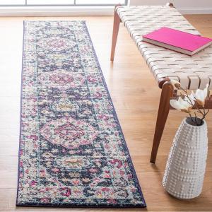 SAFAVIEH Madison Collection Area Rug – 5’3″ x 7’6″, Orange & Ivory, Boho Chic Medallion Distressed Design, Non-Shedding & Easy Care, Ideal for High Traffic Areas in Living Room, Bedroom (MAD468P)(Navy/Ivory)
