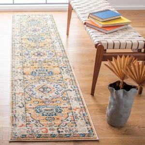 SAFAVIEH Madison Collection Area Rug – 5’3″ x 7’6″, Orange & Ivory, Boho Chic Medallion Distressed Design, Non-Shedding & Easy Care, Ideal for High Traffic Areas in Living Room, Bedroom (MAD468P)(Orange/Ivory)