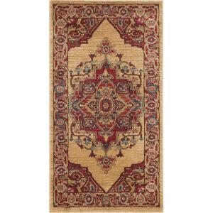 SAFAVIEH Mahal Collection Area Rug – 8′ x 10′, Red & Natural, Traditional Oriental Design, Non-Shedding & Easy Care, Ideal for High Traffic Areas in Living Room, Bedroom (MAH698A)(Red/Natural)