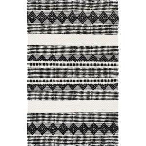 SAFAVIEH Natura Collection Accent Rug – 4′ x 6′, Grey & Ivory, Handmade Moroccan Boho Tribal Wool & Cotton, Ideal for High Traffic Areas in Entryway, Living Room, Bedroom (NAT102A)(Black/Ivory)