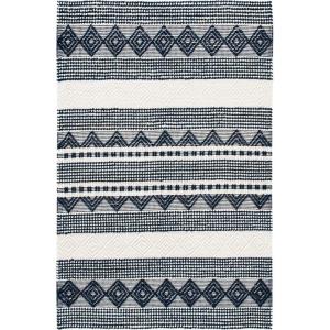 SAFAVIEH Natura Collection Accent Rug – 4′ x 6′, Grey & Ivory, Handmade Moroccan Boho Tribal Wool & Cotton, Ideal for High Traffic Areas in Entryway, Living Room, Bedroom (NAT102A)(Navy/Ivory)