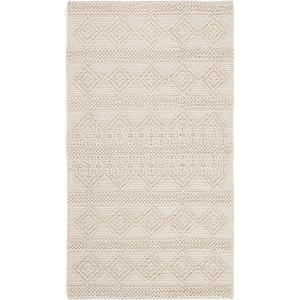 SAFAVIEH Natura Collection Accent Rug – 4′ x 6′, Grey & Ivory, Handmade Moroccan Boho Tribal Wool & Cotton, Ideal for High Traffic Areas in Entryway, Living Room, Bedroom (NAT102A)(Ivory)