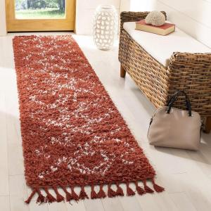 SAFAVIEH Pro Luxe Shag Collection Area Rug – 5′ x 8′, Blue & Creme, Moroccan Boho Tassel Design, Non-Shedding & Easy Care, 2.4-inch Thick Ideal for High Traffic Areas in Living Room, Bedroom (PLX432L)(Rust/Creme)