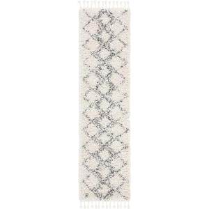 SAFAVIEH Pro Luxe Shag Collection Area Rug – 5′ x 8′, Blue & Creme, Moroccan Boho Tassel Design, Non-Shedding & Easy Care, 2.4-inch Thick Ideal for High Traffic Areas in Living Room, Bedroom (PLX432L)(Cream/Blue)