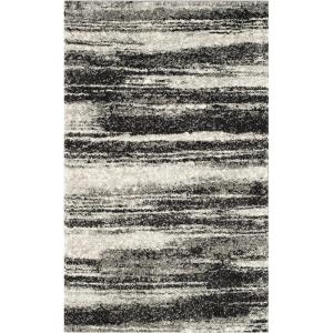 SAFAVIEH Retro Collection Area Rug – 8′ Square, Light Blue & Blue, Modern Abstract Design, Non-Shedding & Easy Care, Ideal for High Traffic Areas in Living Room, Bedroom (RET2693-6065)(Dark Grey/Light Grey)