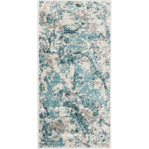 SAFAVIEH Skyler Collection 8′ x 10′ Blue/Ivory SKY186M Modern Abstract Non-Shedding Living Room Bedroom Dining Home Office Area Rug(Blue/Ivory)