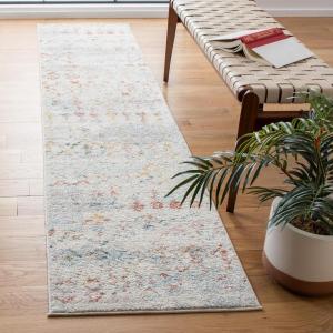 SAFAVIEH Tulum Collection Area Rug – 5’3″ x 7’6″, Ivory & Grey, Moroccan Boho Distressed Design, Non-Shedding & Easy to Clean, Ideal for Living Room, Bedroom, Dining Space (TUL240A)(Ivory/Pink)