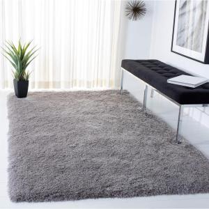 SAFAVIEH Venice Shag Collection Area Rug – 5′ x 7′, Champagne, Handmade Glam, 3-inch Thick Ideal for High Traffic Areas in Living Room, Bedroom (SG256C)(Silver)