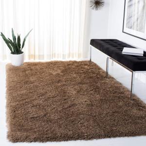 SAFAVIEH Venice Shag Collection Area Rug – 5′ x 7′, Champagne, Handmade Glam, 3-inch Thick Ideal for High Traffic Areas in Living Room, Bedroom (SG256C)(Taupe)