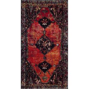 SAFAVIEH Vintage Hamadan Collection Area Rug – 5’3″ x 7’6″, Orange & Multi, Traditional Persian Design, Non-Shedding & Easy Care, Ideal for High Traffic Areas in Living Room, Bedroom (VTH217B)(Orange/Multi)